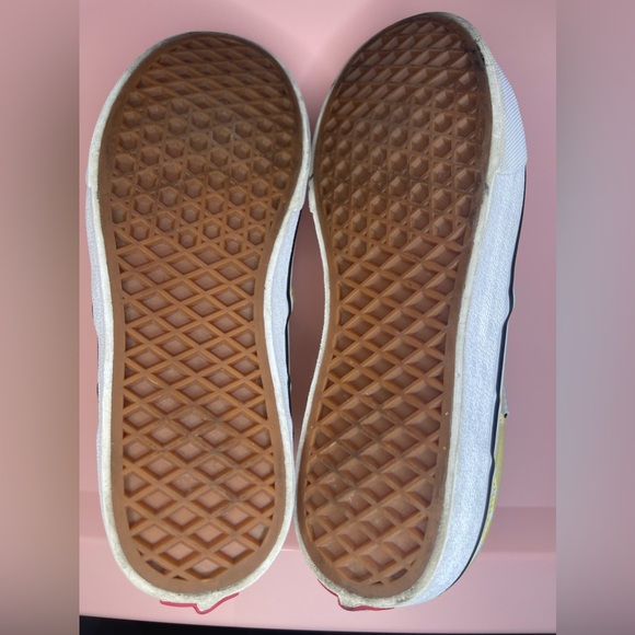 Vans Classic Slip Ons. Pastel Yellow and White Checkered - Picture 3 of 6